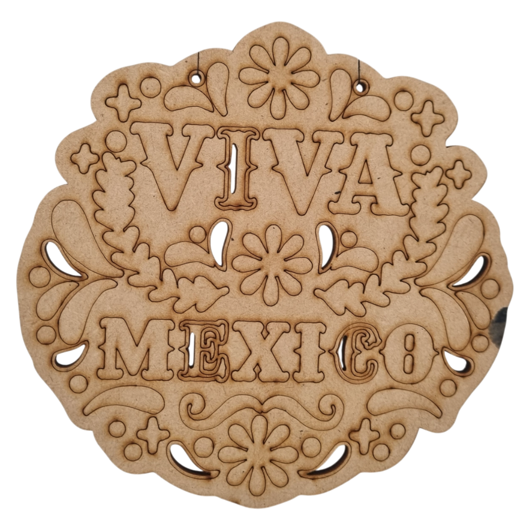 Figura Patria De MDF Para Decoración Con Leyenda "VIVA MÉXICO"