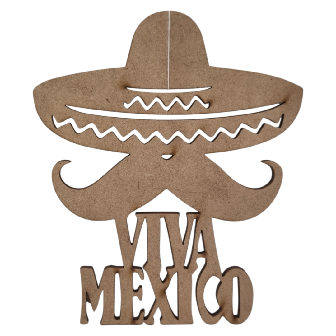 Figura Patria De MDF Para Decoración Con Leyenda "VIVA MÉXICO"