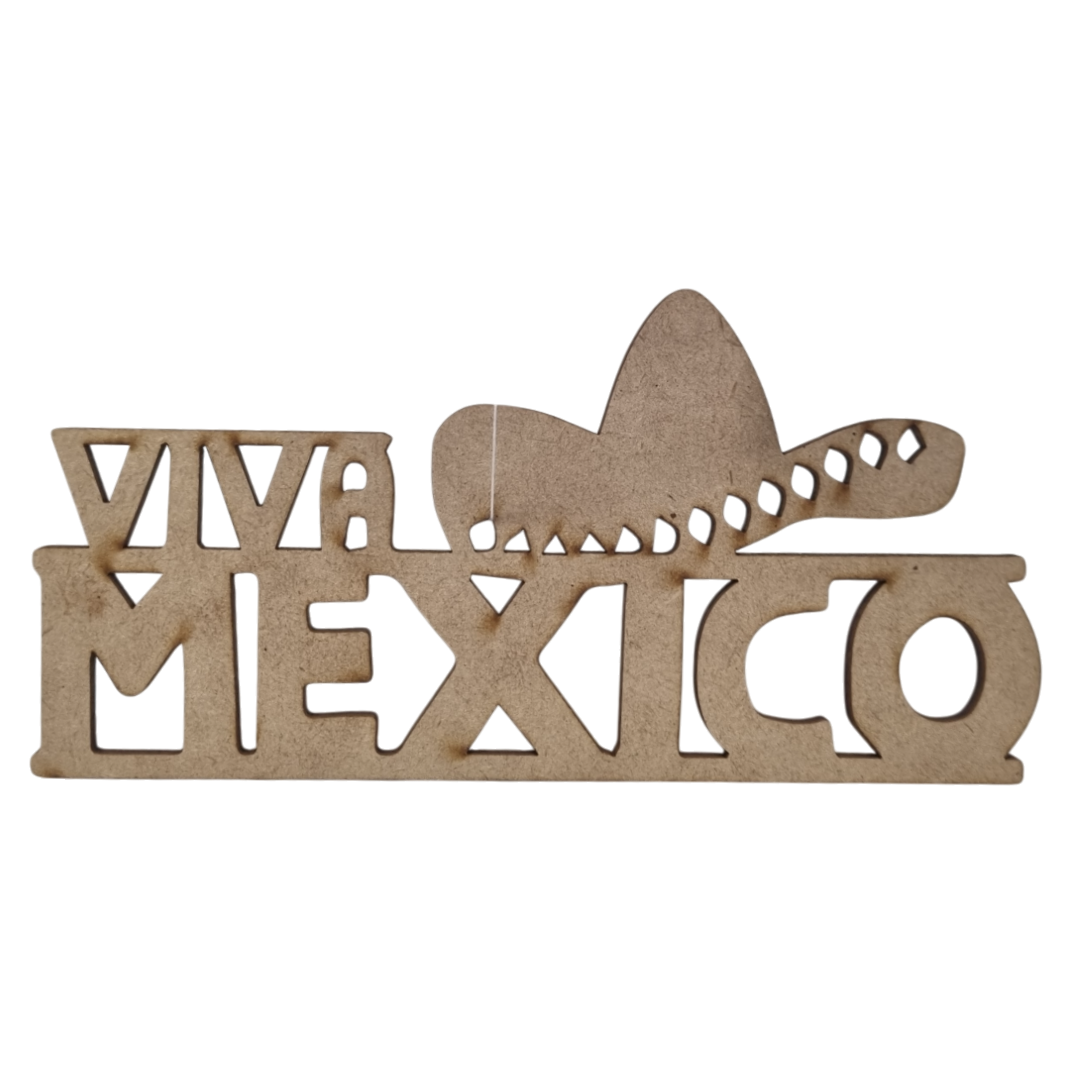 Figura Patria De MDF Para Decoración Con Leyenda "VIVA MÉXICO"