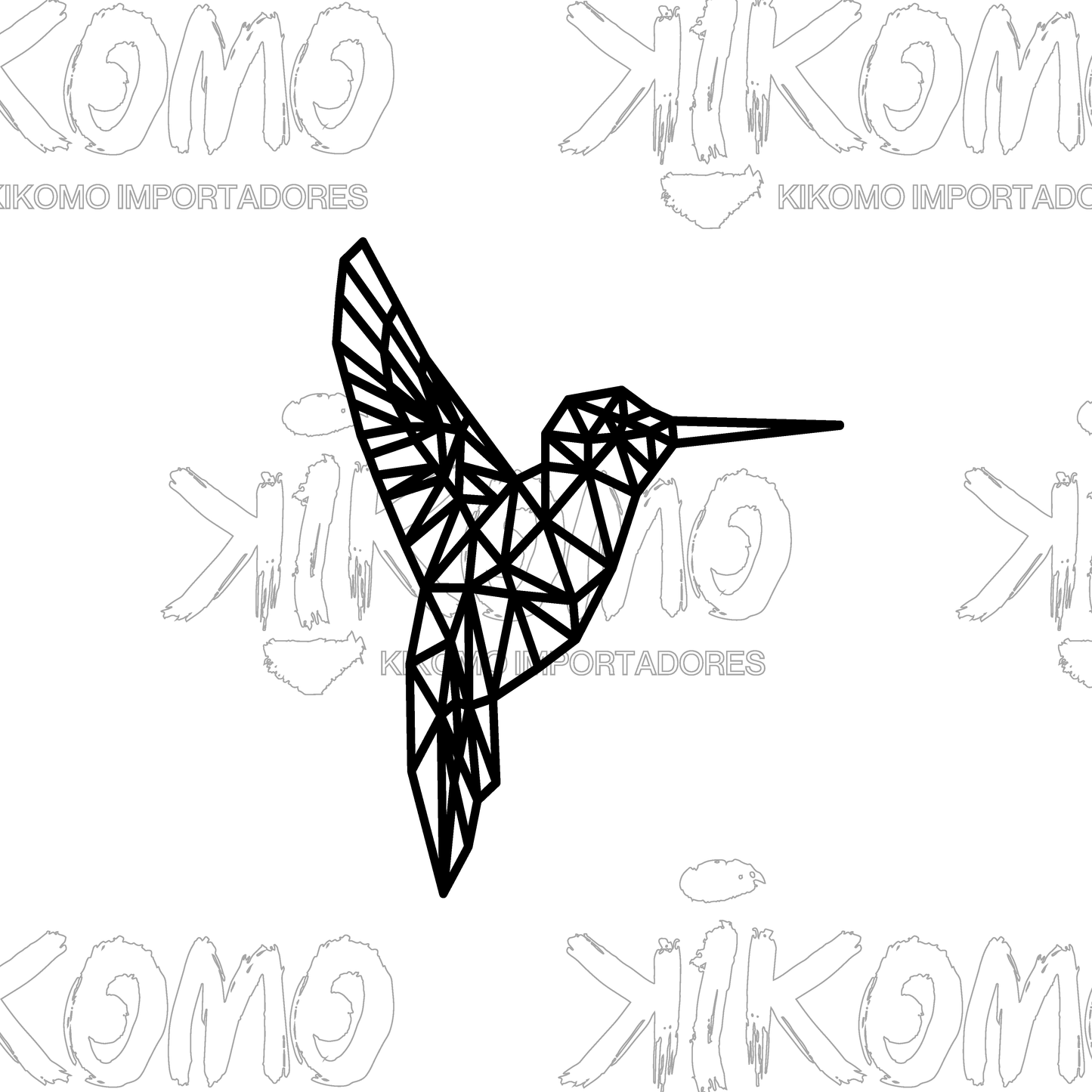 Colibri Geométrico – Cuadro en MDF Negro