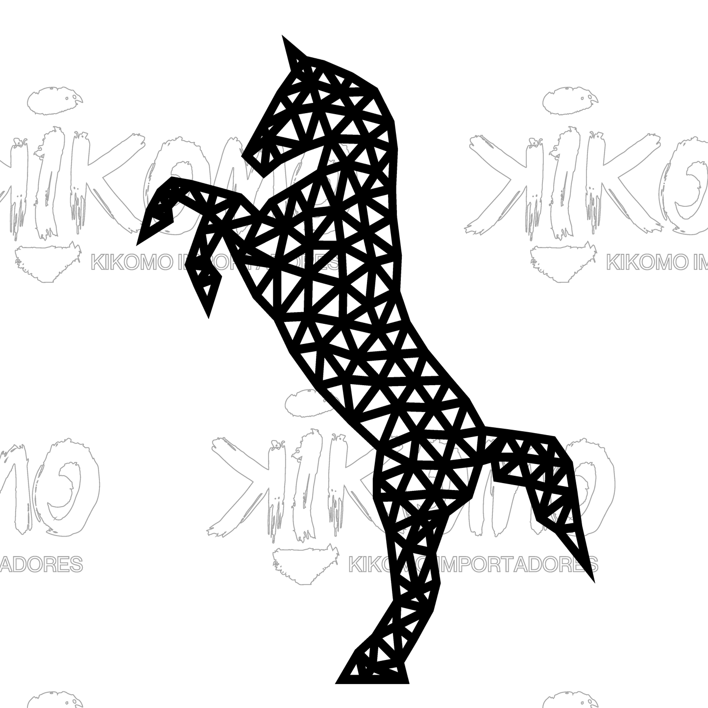 Caballo Geométrico – Cuadro en MDF Negro