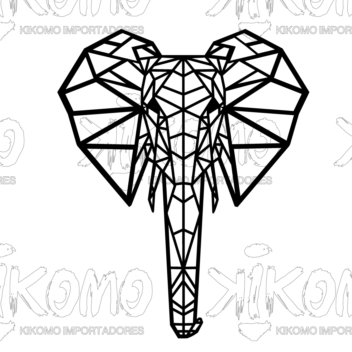 Elefante Geométrico – Cuadro Decorativo en MDF Negro
