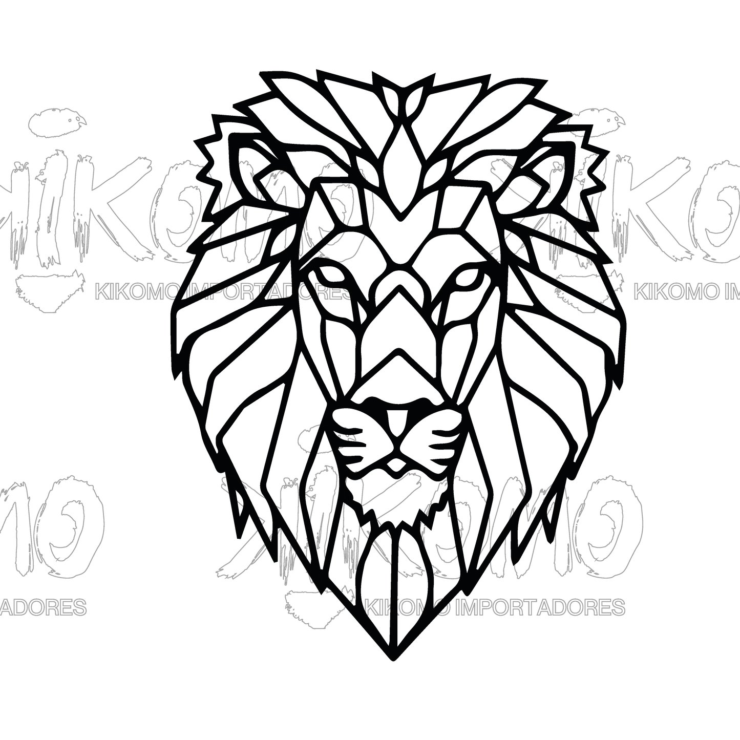 Leon Geométrico – Cuadro en MDF Negro