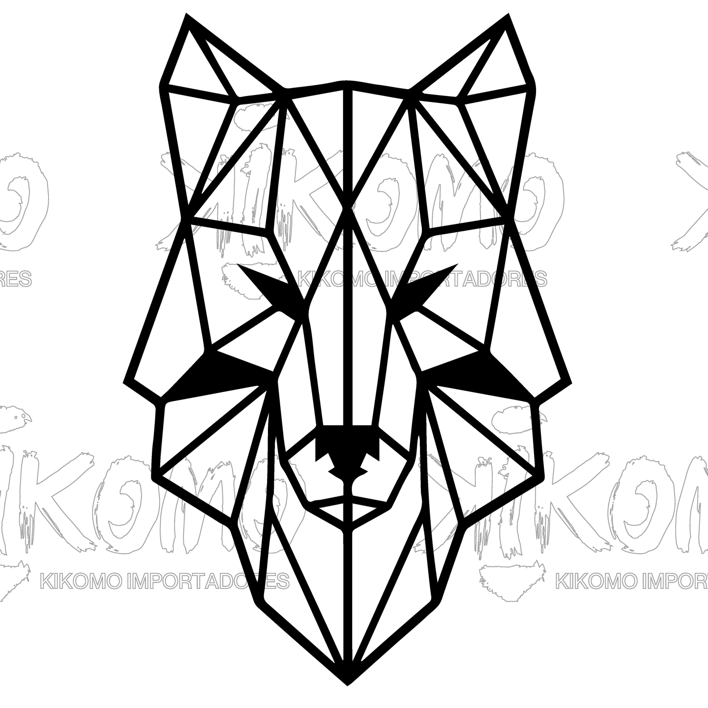 Lobo Geométrico – Cuadro en MDF Negro