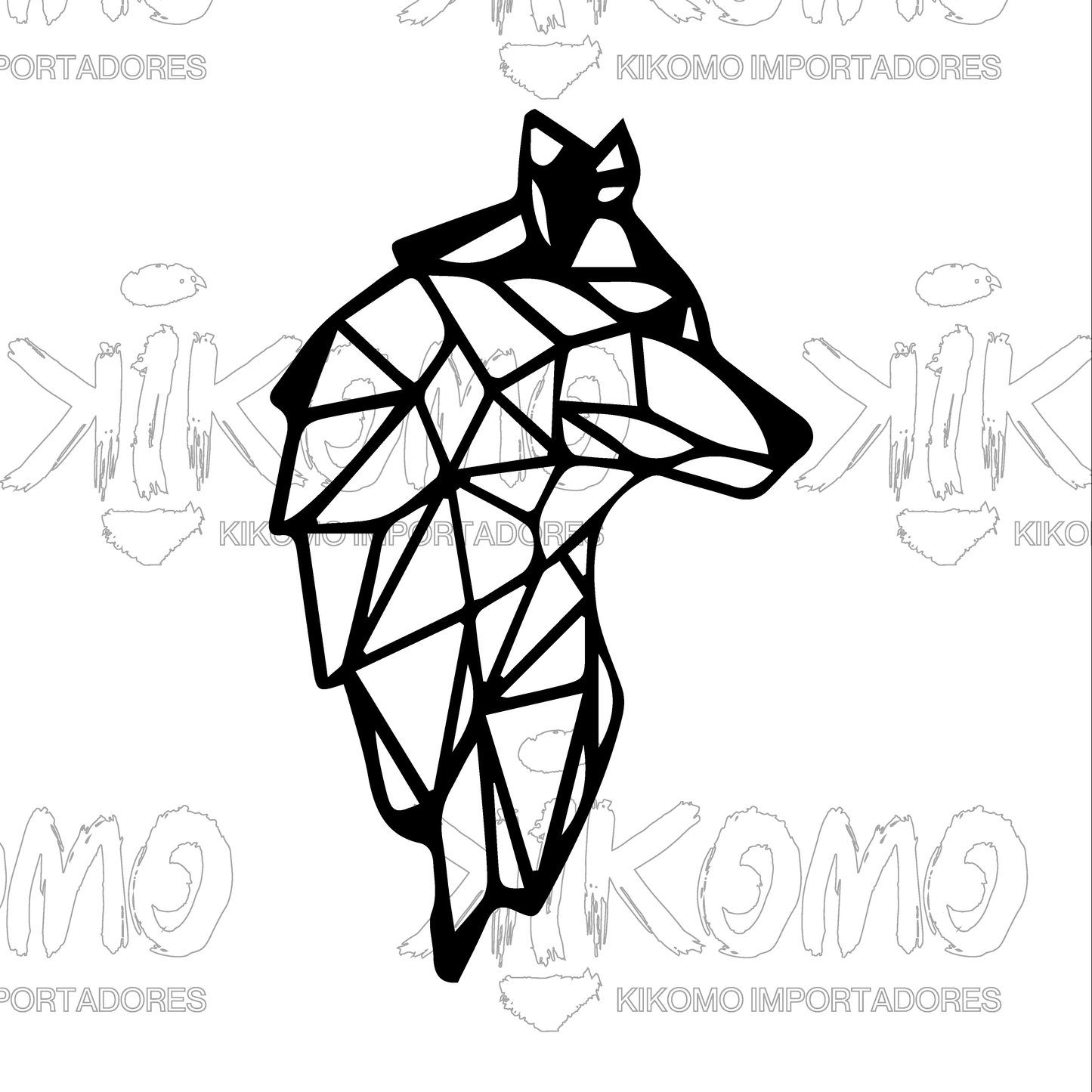 Lobo Geométrico – Cuadro en MDF Negro