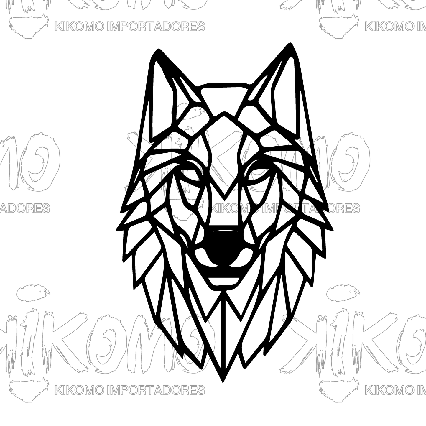 Lobo Geométrico – Cuadro en MDF Negro