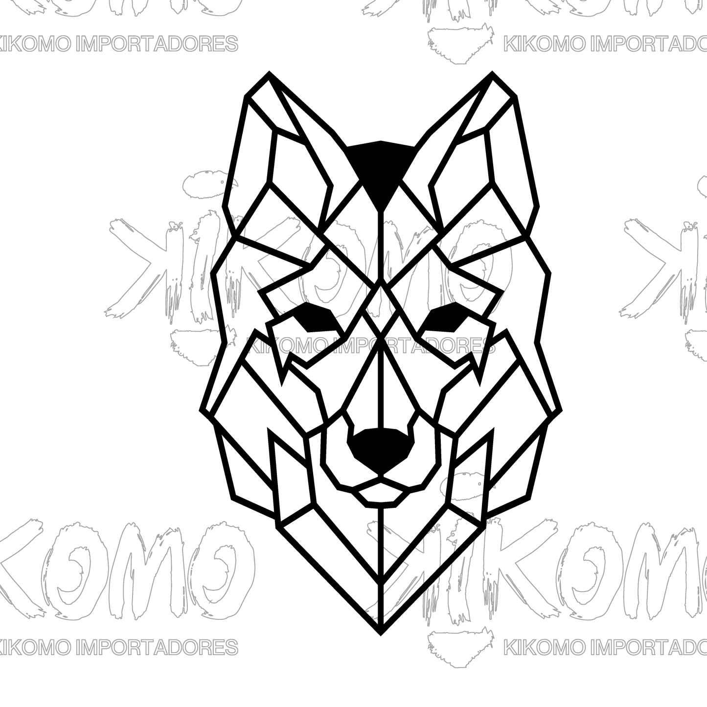 Lobo Geométrico – Cuadro en MDF Negro