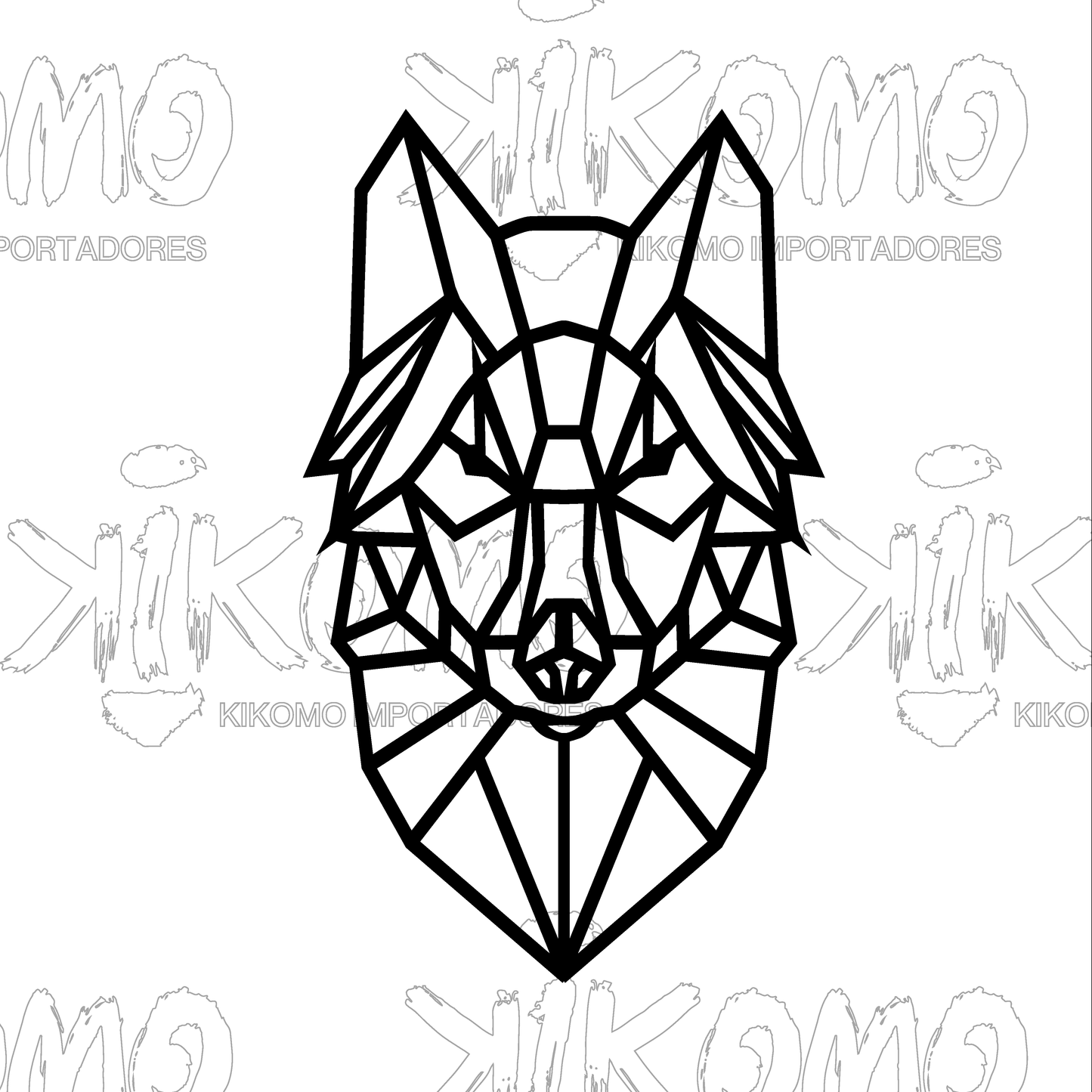 Lobo Geométrico – Cuadro en MDF Negro