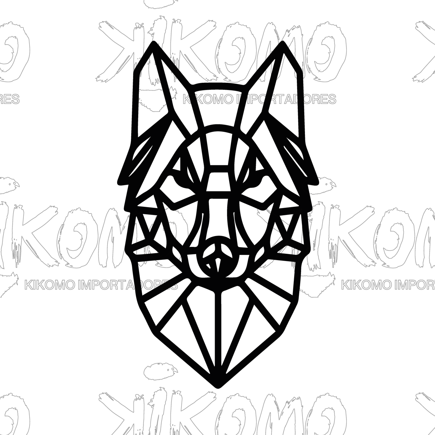 Lobo Geométrico – Cuadro en MDF Negro