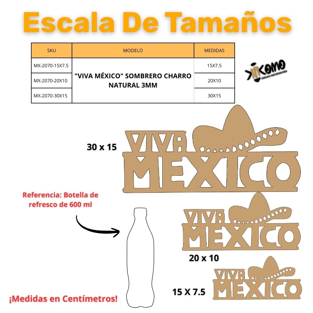Figura Patria De MDF Para Decoración Con Leyenda "VIVA MÉXICO"