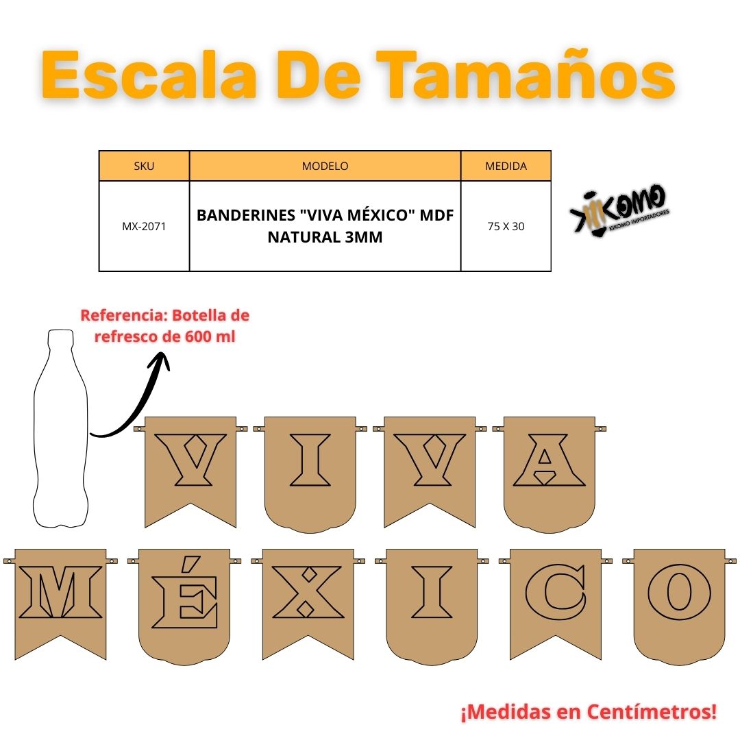 Figura Patria De MDF Para Decoración Con Leyenda "VIVA MÉXICO"