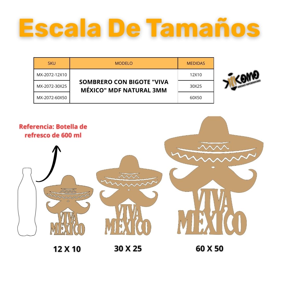 Figura Patria De MDF Para Decoración Con Leyenda "VIVA MÉXICO"