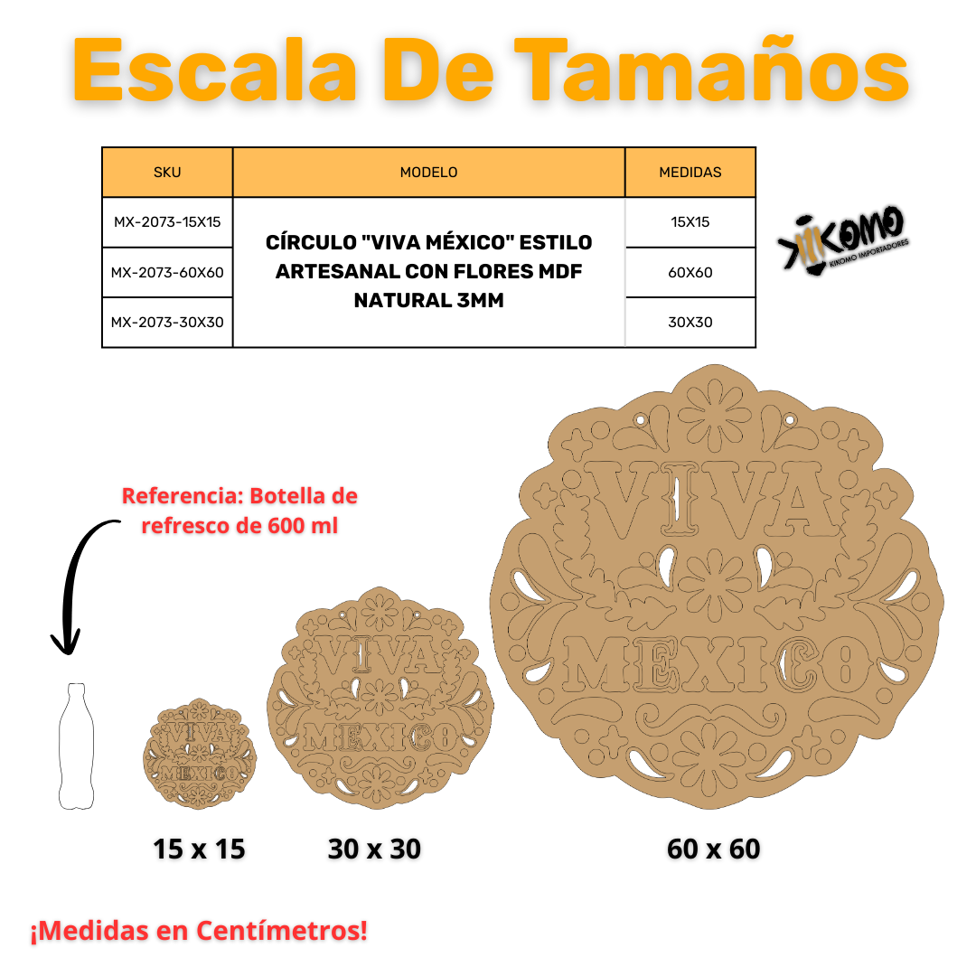 Figura Patria De MDF Para Decoración Con Leyenda "VIVA MÉXICO"