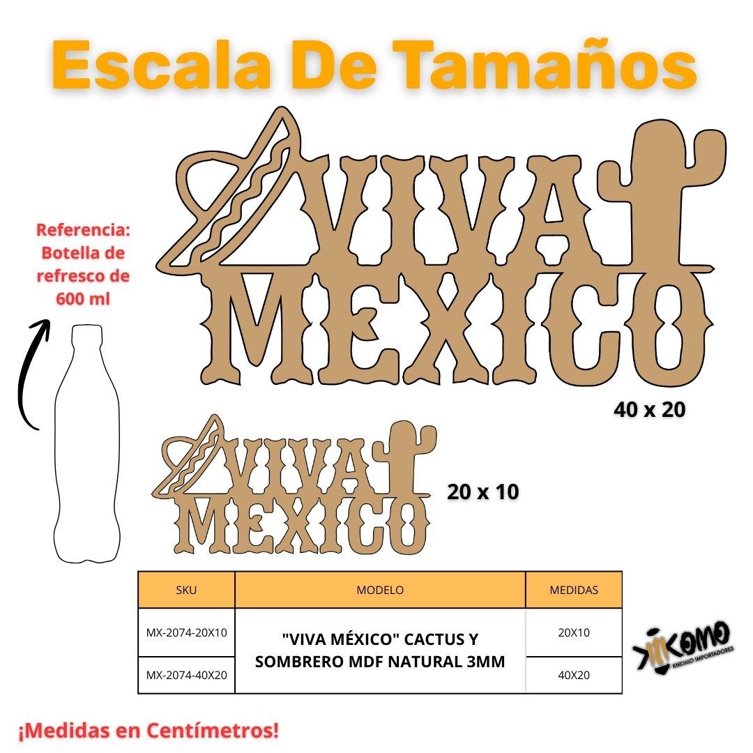 Figura Patria De MDF Para Decoración Con Leyenda "VIVA MÉXICO"