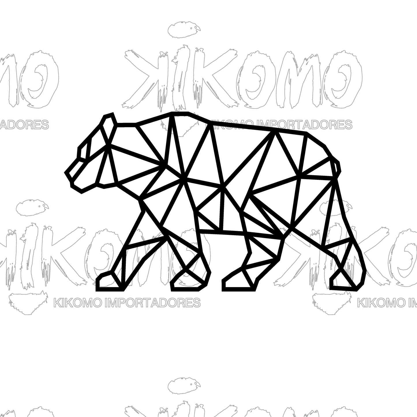 Oso Geométrico – Cuadro en MDF Negro