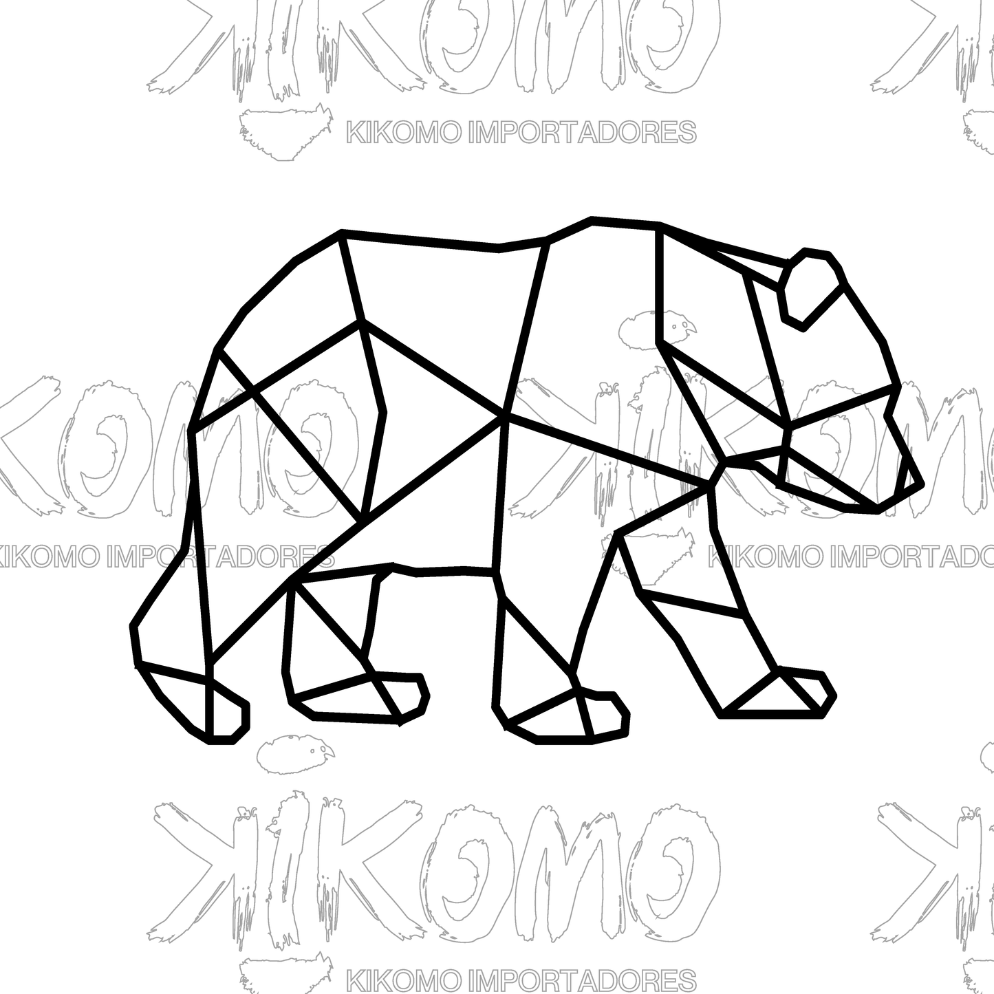 Oso Geométrico – Cuadro en MDF Negro
