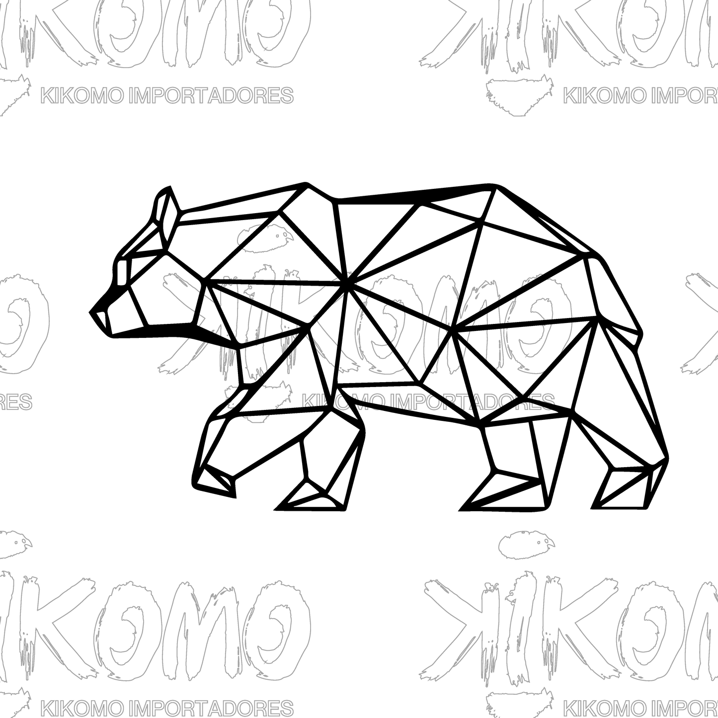 Oso Geométrico – Cuadro en MDF Negro