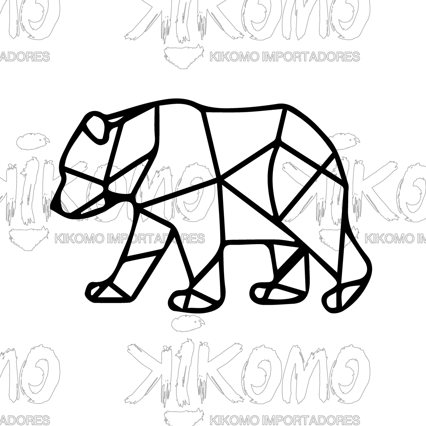 Oso Geométrico – Cuadro en MDF Negro
