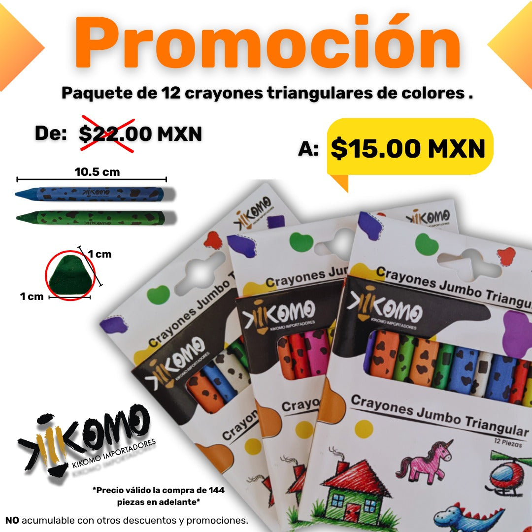 Crayones Triangulares De Colores Paquete Con 12 Piezas
