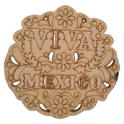 Figura Patria De MDF Para Decoración Con Leyenda "VIVA MÉXICO"