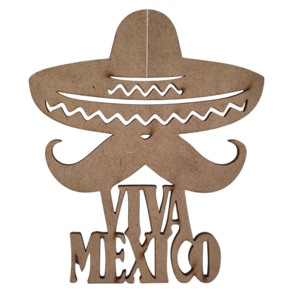 Figura Patria De MDF Para Decoración Con Leyenda "VIVA MÉXICO"