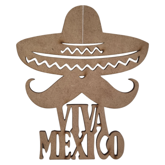 Figura Patria De MDF Para Decoración Con Leyenda "VIVA MÉXICO"