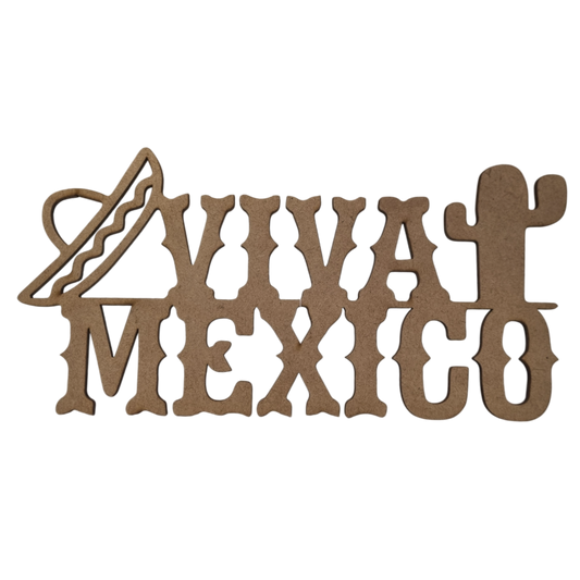 Figura Patria De MDF Para Decoración Con Leyenda "VIVA MÉXICO"