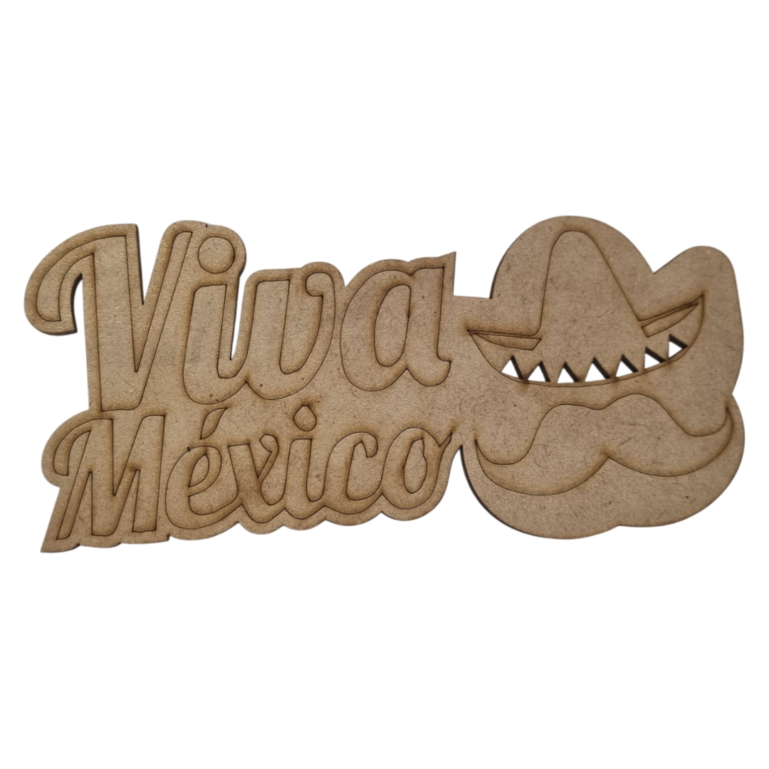 Figura Patria De MDF Para Decoración Con Leyenda "VIVA MÉXICO"
