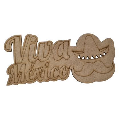 Figura Patria De MDF Para Decoración Con Leyenda "VIVA MÉXICO"