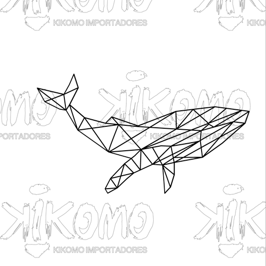 Ballena Geométrica – Cuadro Decorativo en MDF Negro