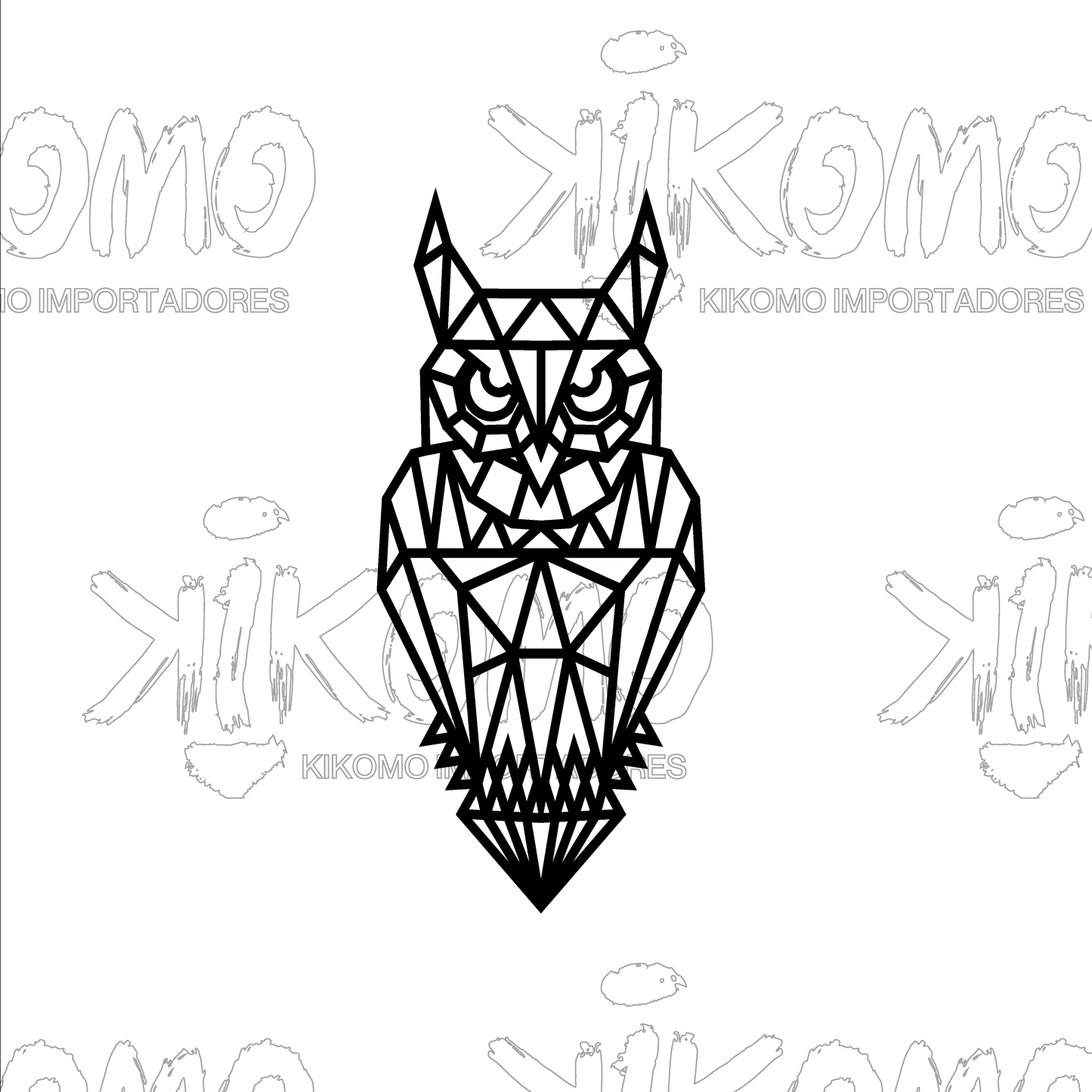 Buho Geométrico – Cuadro en MDF Negro