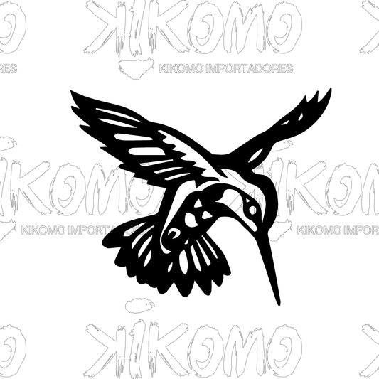Colibri Geométrico – Cuadro en MDF Negro
