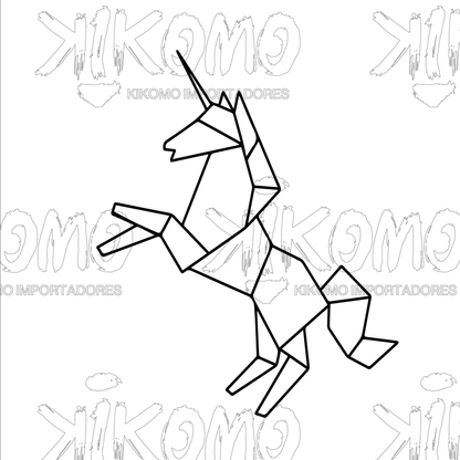 Caballo Geométrico – Cuadro en MDF Negro
