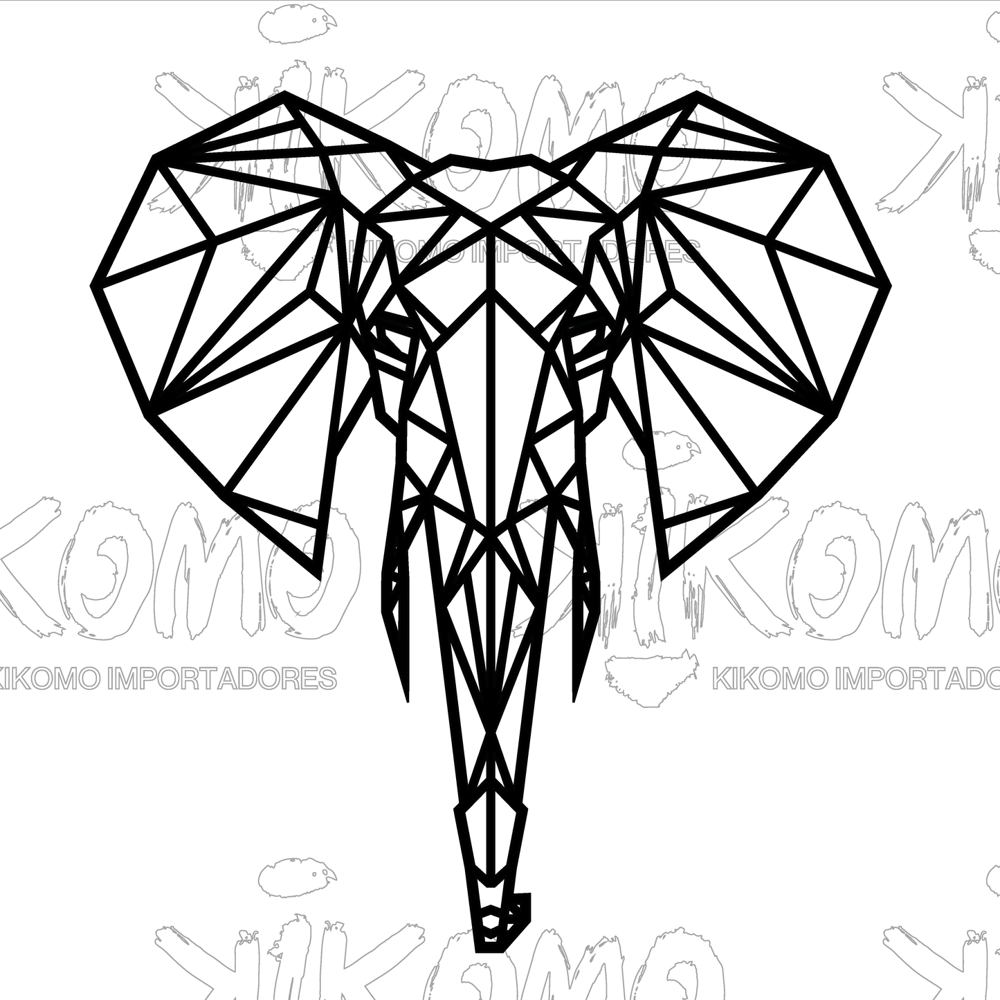 Elefante Geométrico – Cuadro Decorativo en MDF Negro