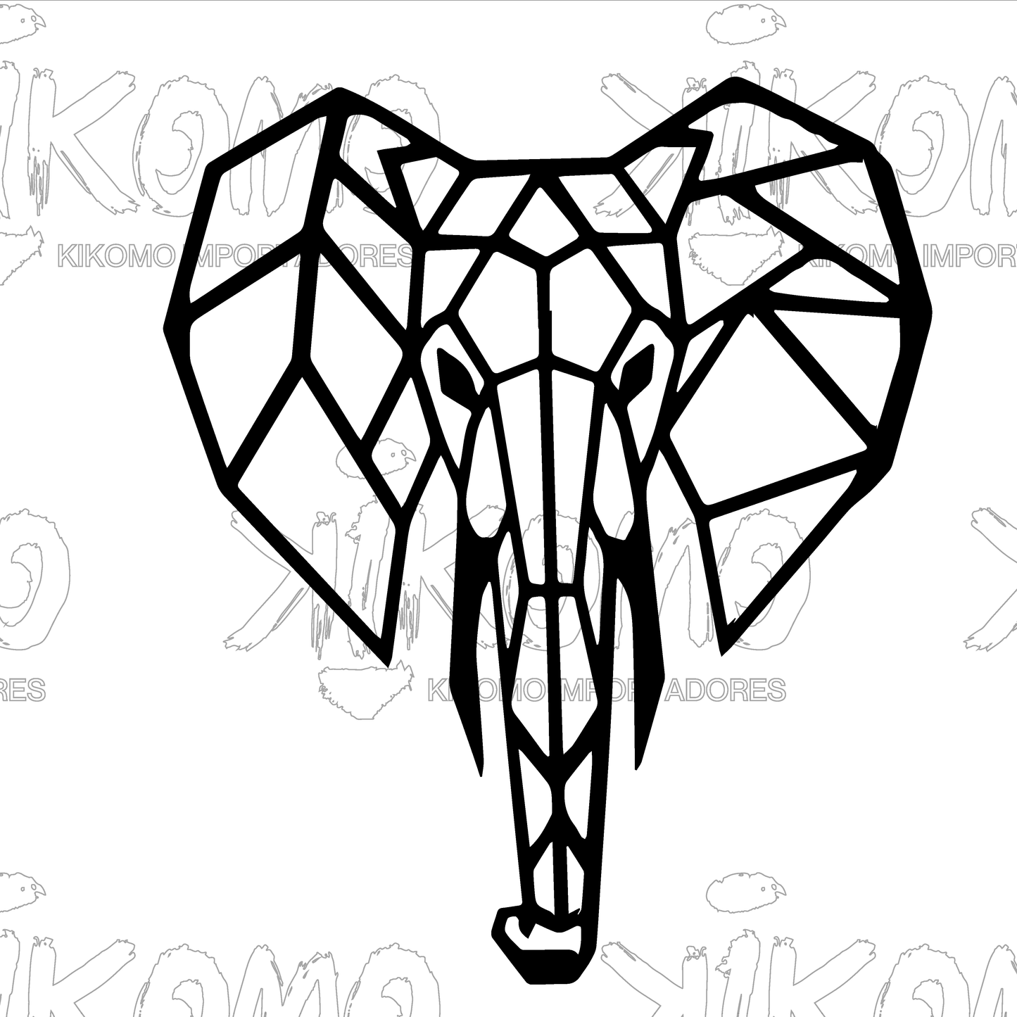 Elefante Geométrico – Cuadro Decorativo en MDF Negro