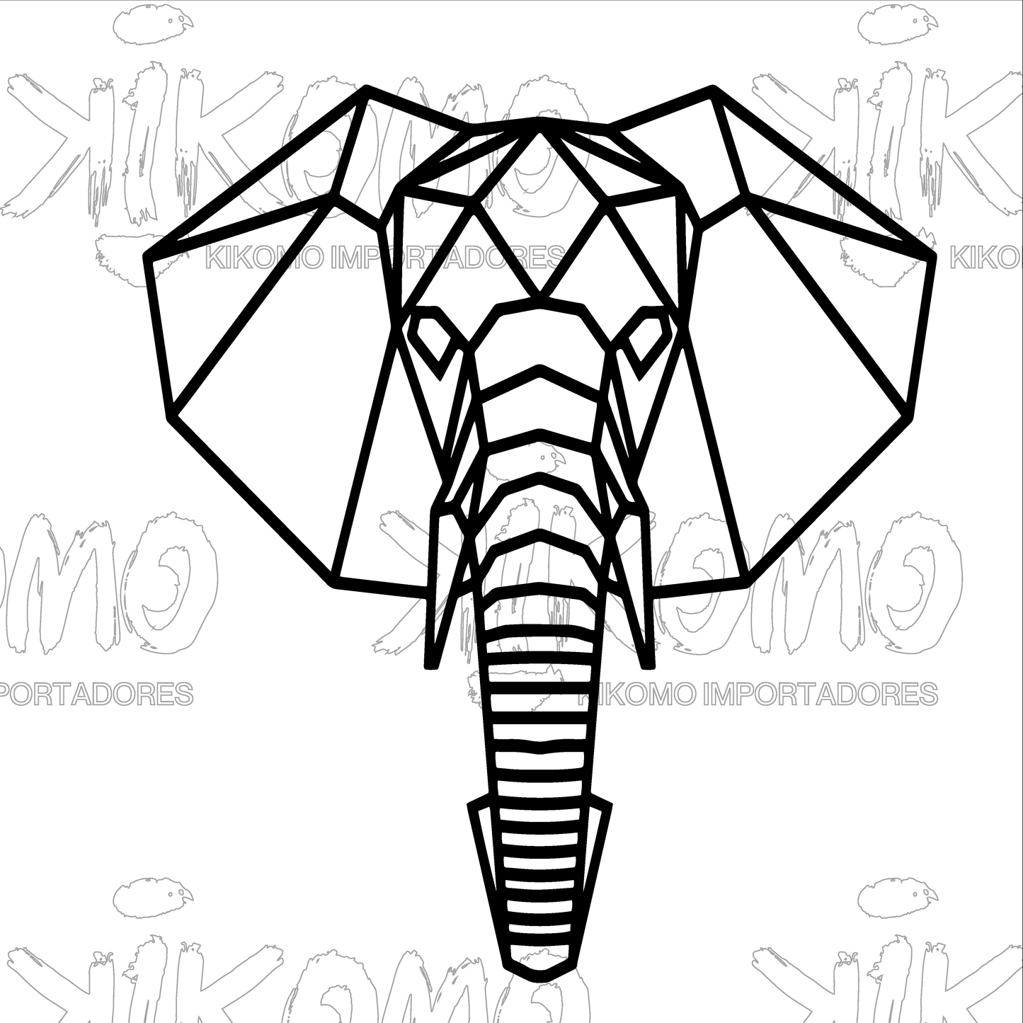 Elefante Geométrico – Cuadro Decorativo en MDF Negro
