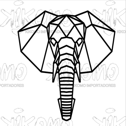 Elefante Geométrico – Cuadro Decorativo en MDF Negro