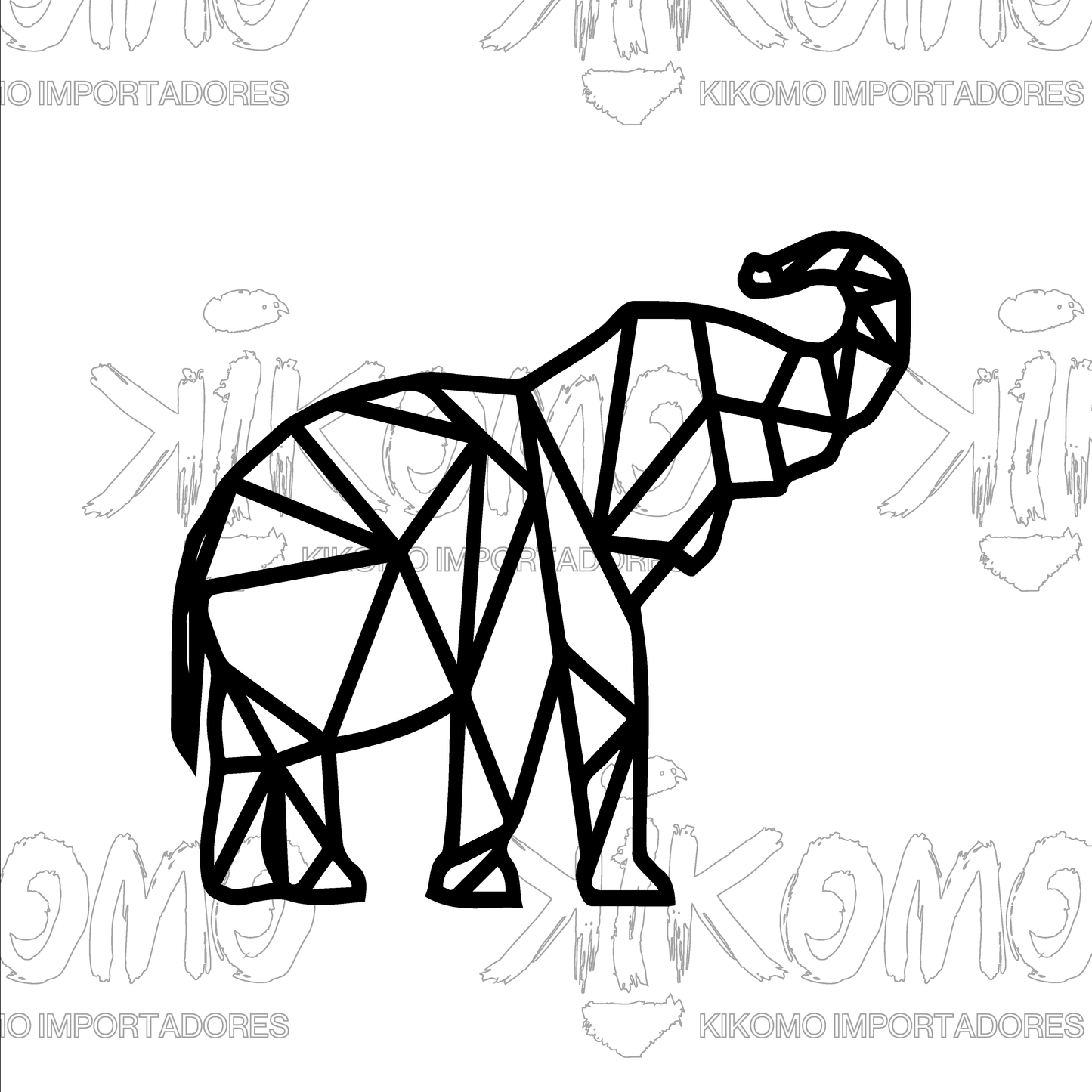 Elefante Geométrico – Cuadro Decorativo en MDF Negro