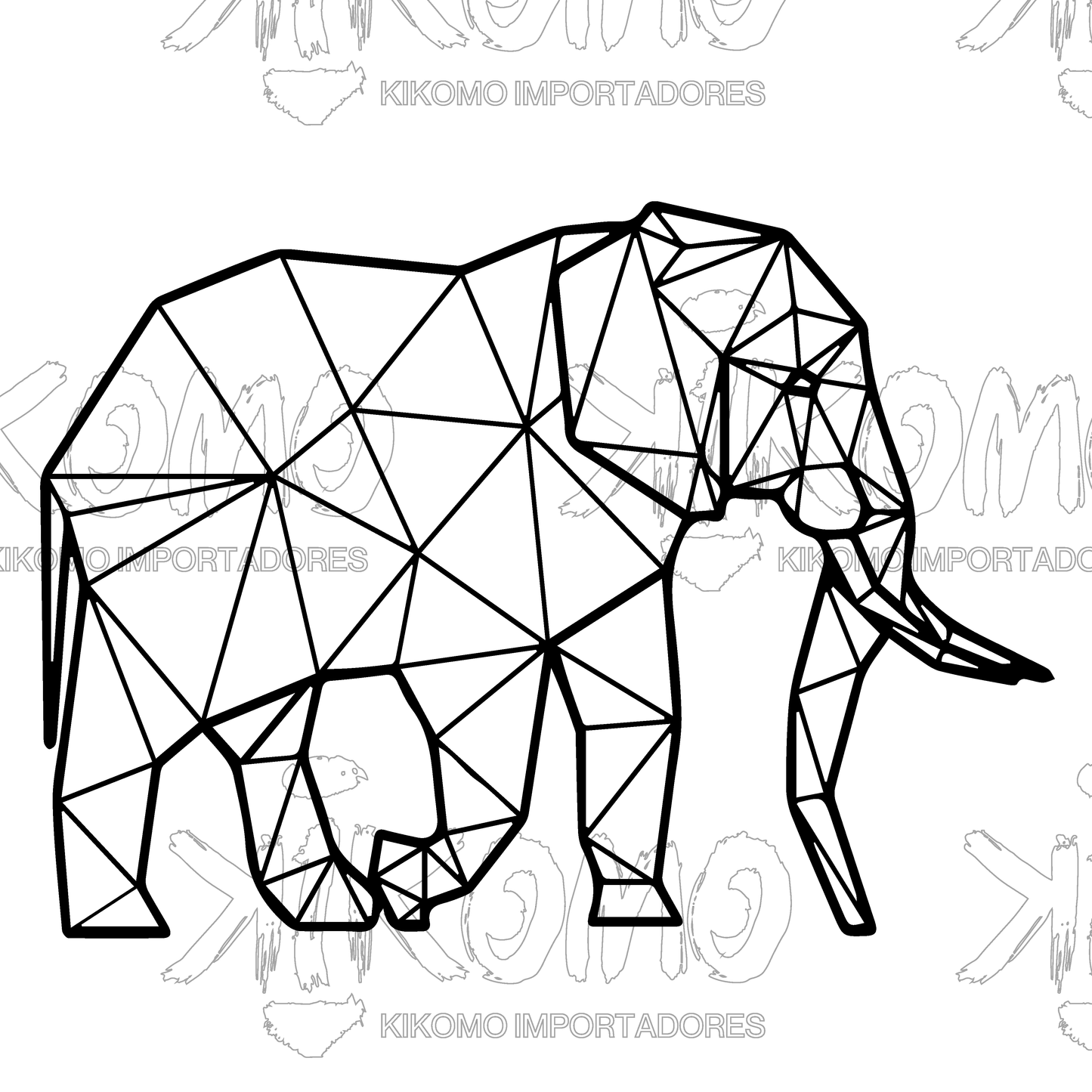 Elefante Geométrico – Cuadro Decorativo en MDF Negro