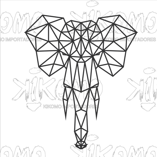 Elefante Geométrico – Cuadro Decorativo en MDF Negro