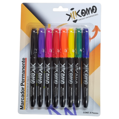 Marcador Permanente Colores Blíster 8 Piezas