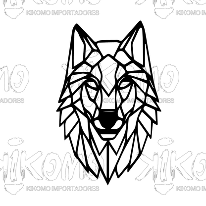 Lobo Geométrico – Cuadro en MDF Negro