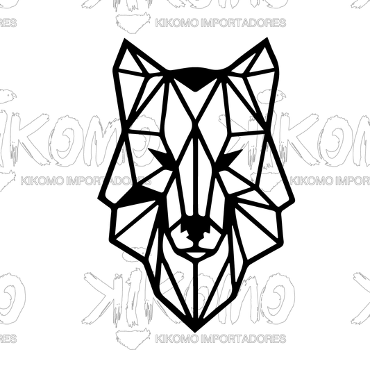 Lobo Geométrico – Cuadro en MDF Negro