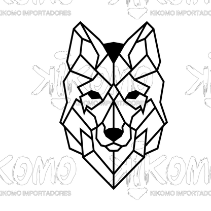 Lobo Geométrico – Cuadro en MDF Negro
