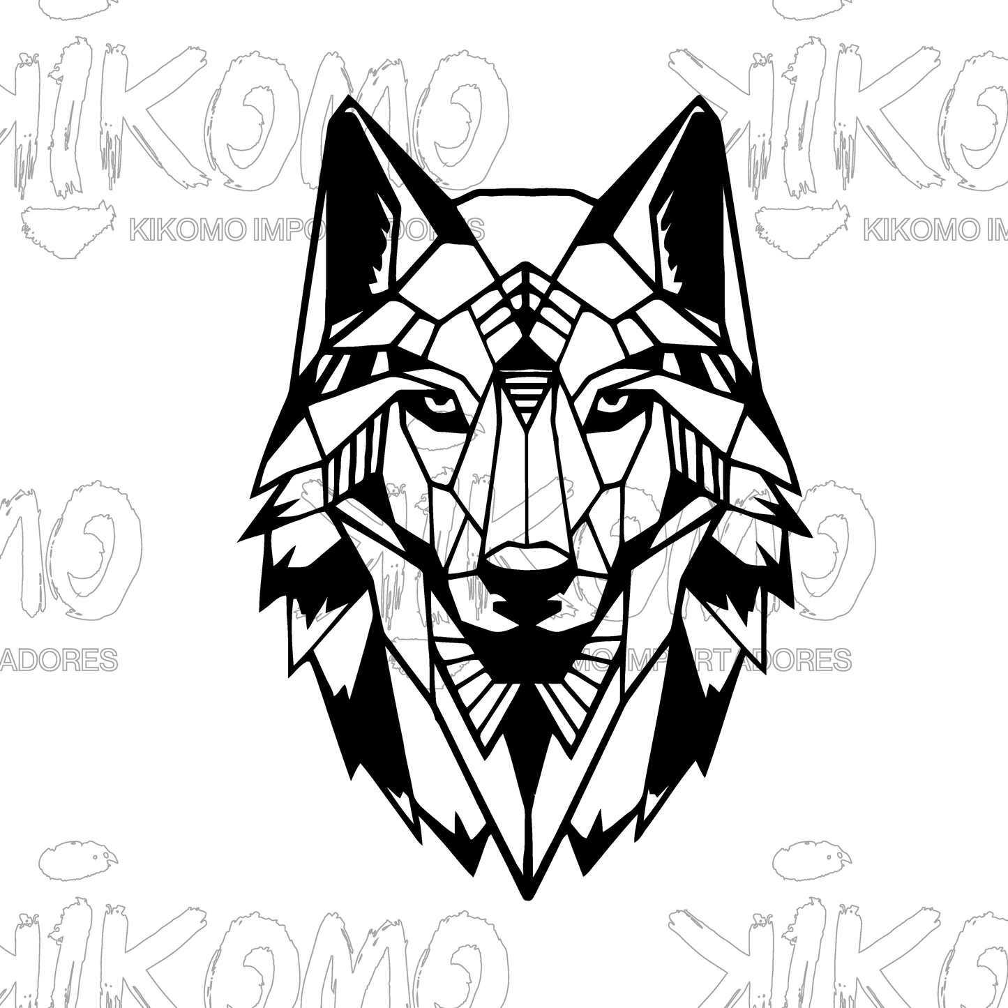 Lobo Geométrico – Cuadro en MDF Negro