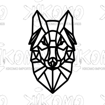 Lobo Geométrico – Cuadro en MDF Negro
