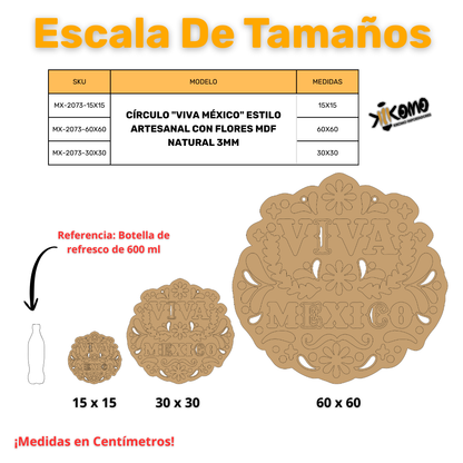 Figura Patria De MDF Para Decoración Con Leyenda "VIVA MÉXICO"