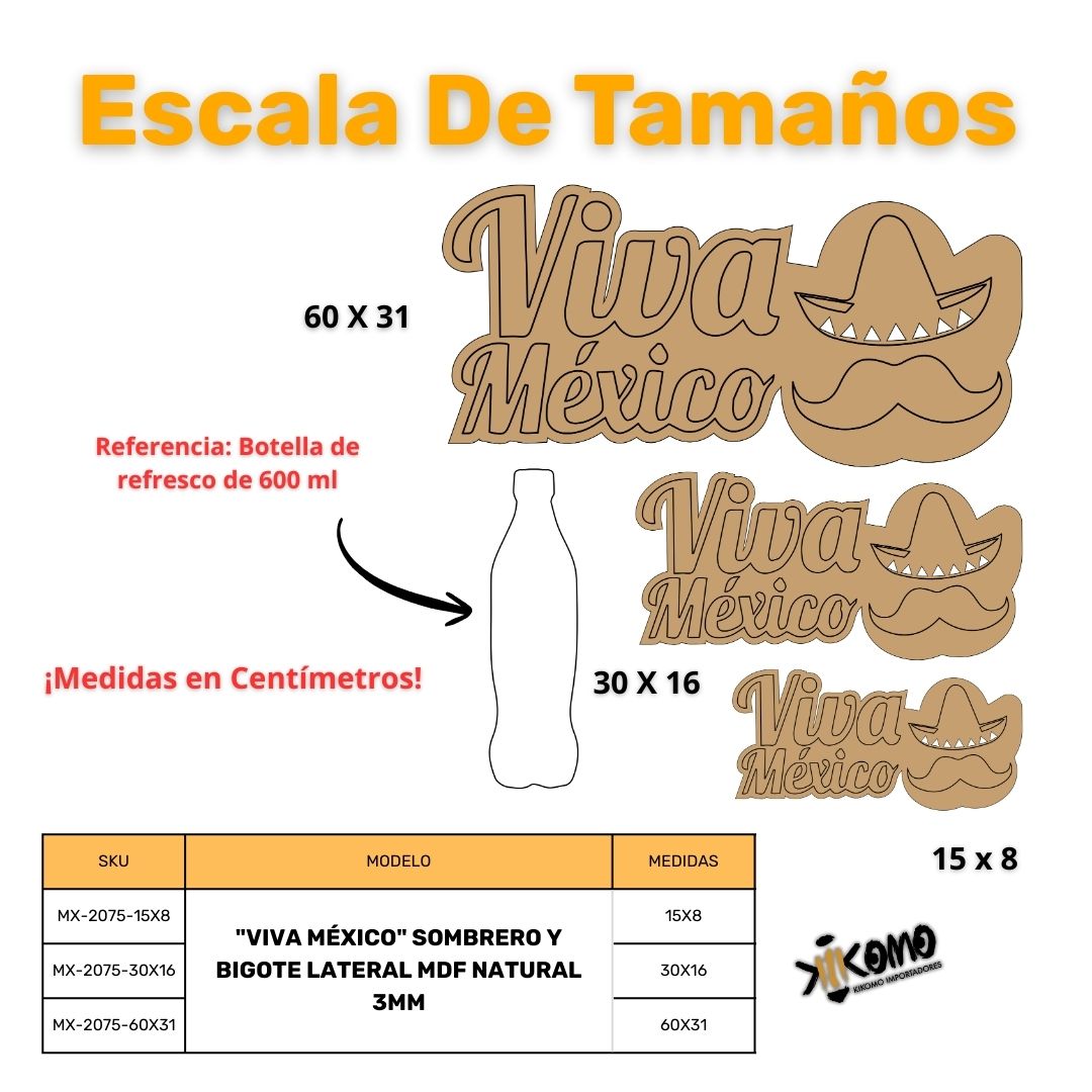 Figura Patria De MDF Para Decoración Con Leyenda "VIVA MÉXICO"