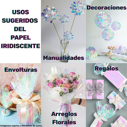 Papel Iridiscente (Tornasol) Paquete Con 20 Pliegos