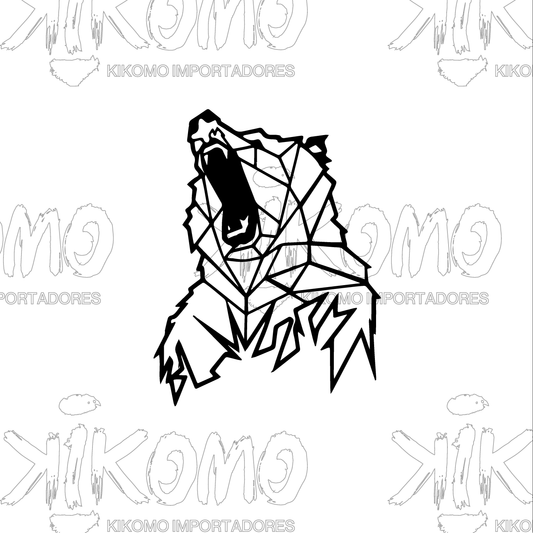 Oso Geométrico – Cuadro en MDF Negro